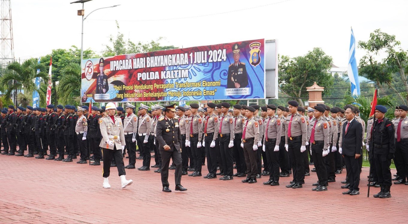 Peringati Hari Bhayangkara ke-78, Polda Kaltim Gelar Upacara dan Syukuran